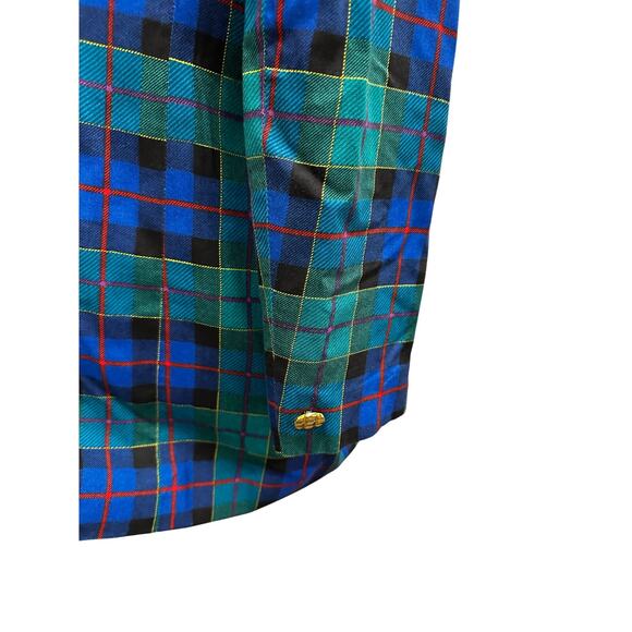 Leslie Fay Plus Size 80s Tartan Blue Green Plaid Blazer Size 18 - Picture 5 of 11